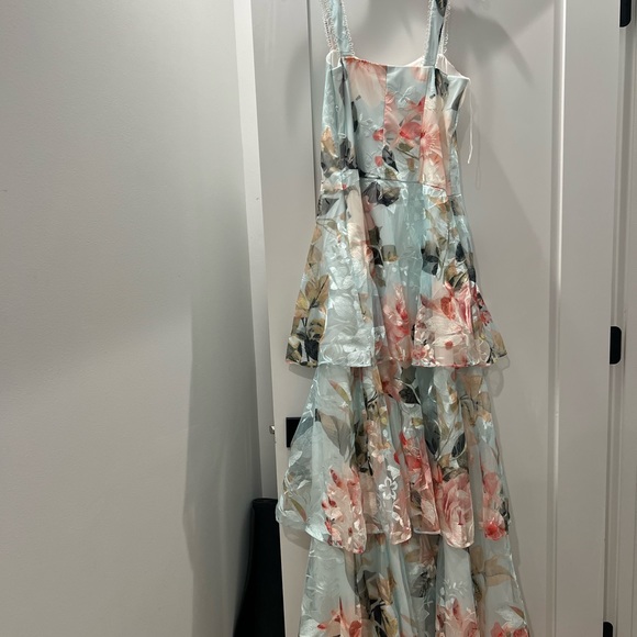 Aidan Mattox Floral Embroidered Tiered Gown - Picture 6 of 7